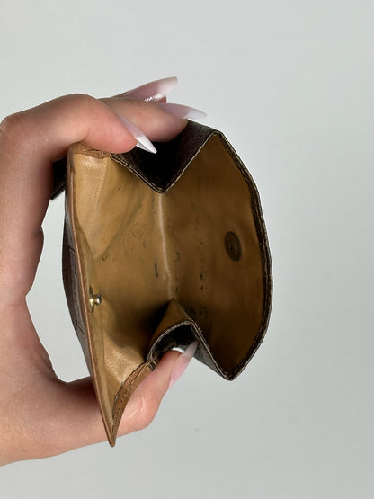 Porte-monnaie vintage en cuir marron Céline Paris