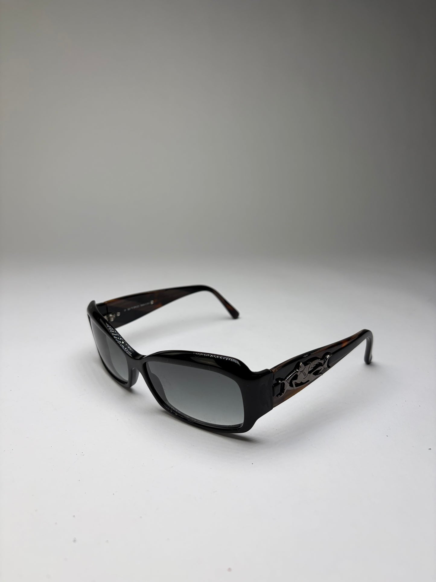 Vintage Etro Acetate Sunglasses Black Tortoiseshell Grey