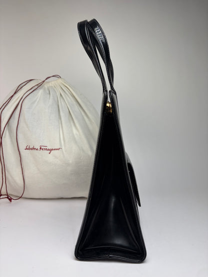 Vintage Salvatore Ferragamo Patent Top-Handle Bag Late 1990s Black / heritage : ferragamo Gancini Bags