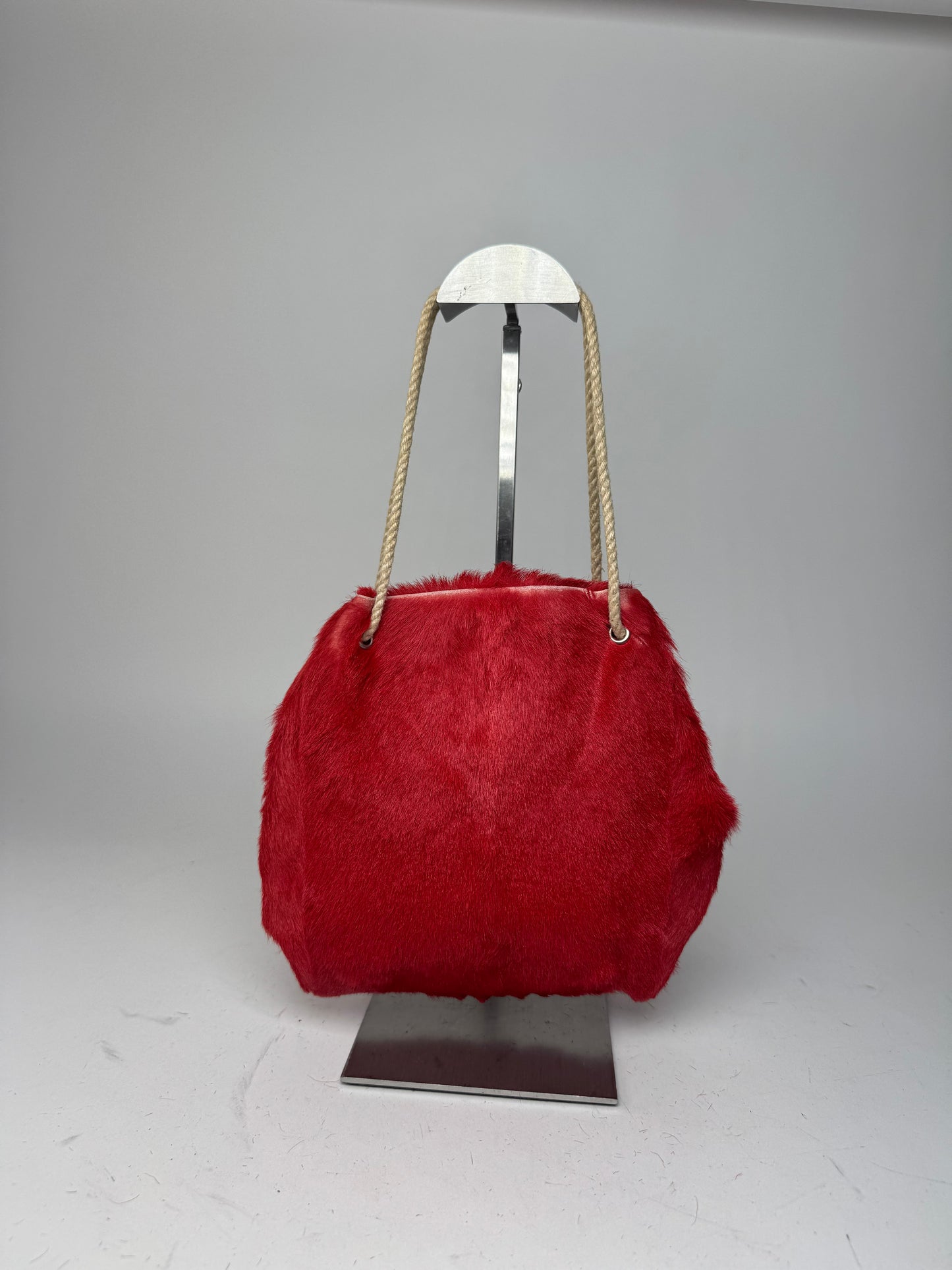 Vintage Marni Fur Tote Bag Red