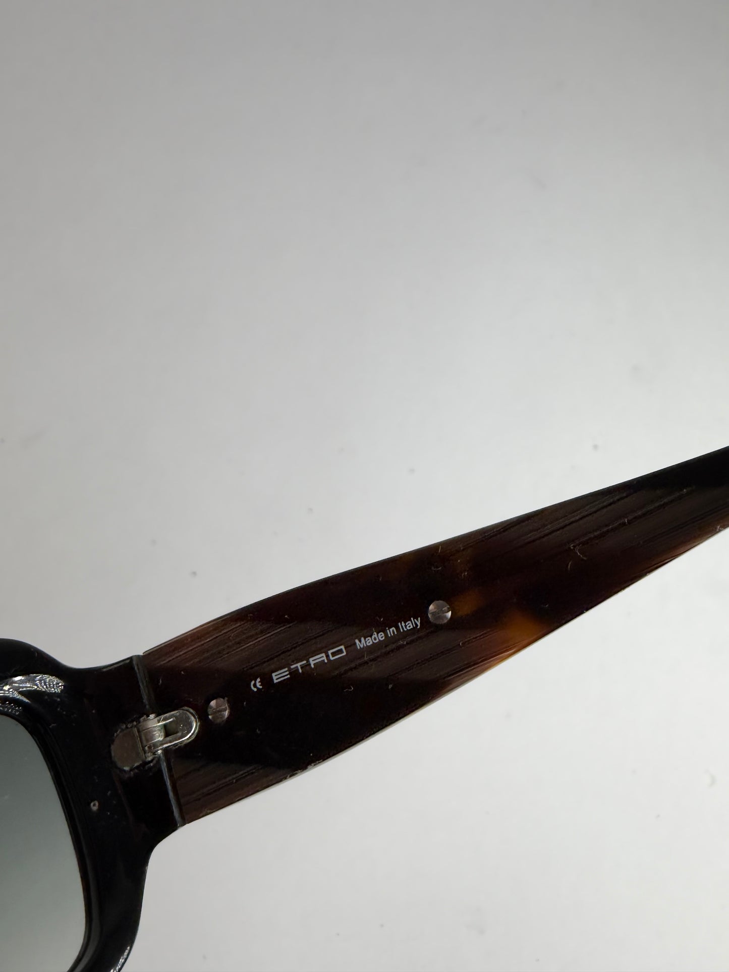 Vintage Etro Acetate Sunglasses Black Tortoiseshell Grey