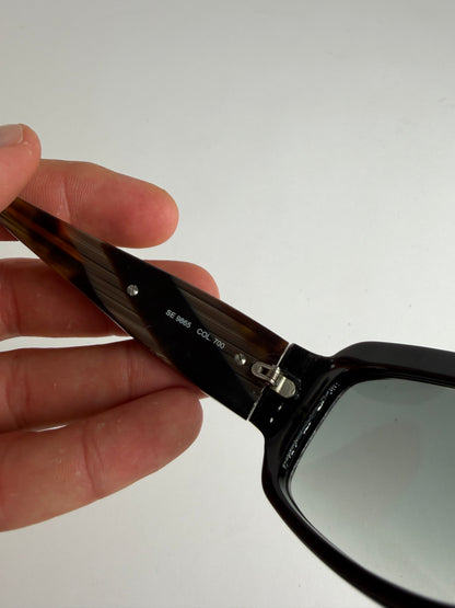 Vintage Etro Acetate Sunglasses Black Tortoiseshell Grey