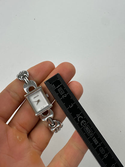 Vintage Gucci Stainless Steel Bracelet Watch Y2K Silver White