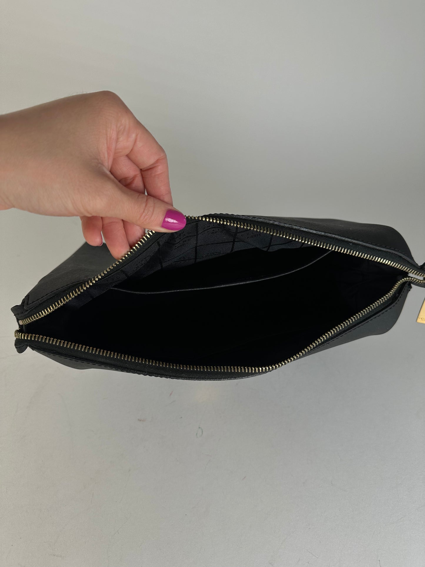 Vintage Celine Paris Plain Leather Clutch Black
