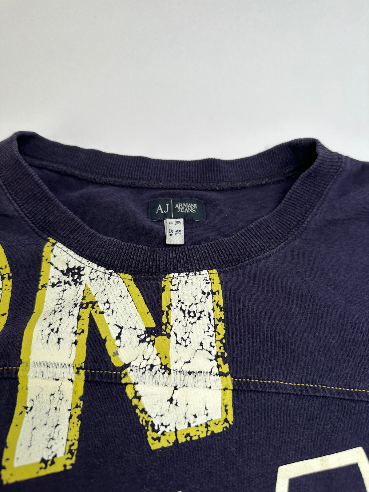 Vintage Giorgio Armani Jeans Graphic Long Sleeve T-Shirt c. Mid-2000s Navy XL