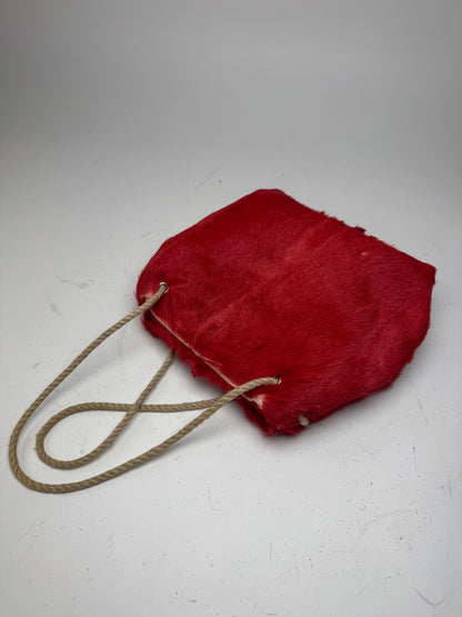 Vintage Marni Fur Tote Bag Red