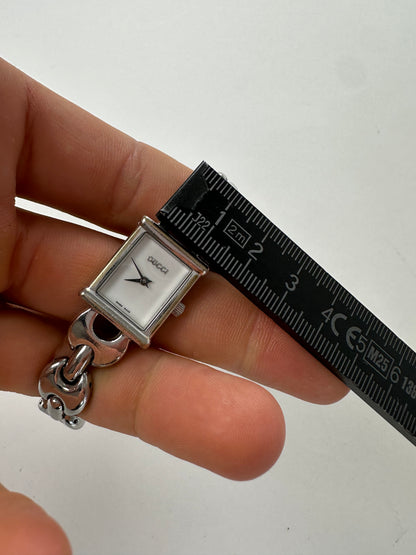 Vintage Gucci Stainless Steel Bracelet Watch Y2K Silver White