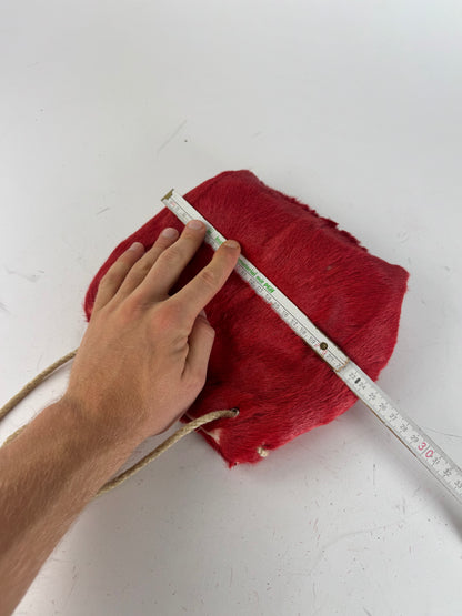 Vintage Marni Fur Tote Bag Red