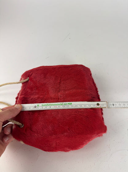 Vintage Marni Fur Tote Bag Red