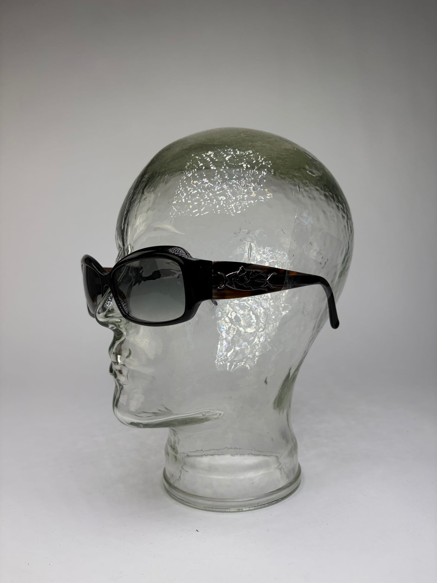 Vintage Etro Acetate Sunglasses Black Tortoiseshell Grey