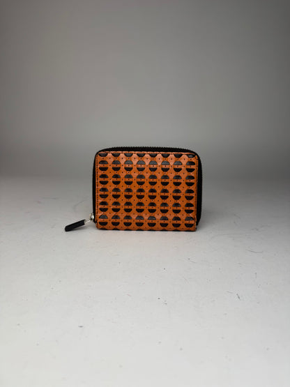 Vintage Miu Miu Zippy Leather Wallet Orange black