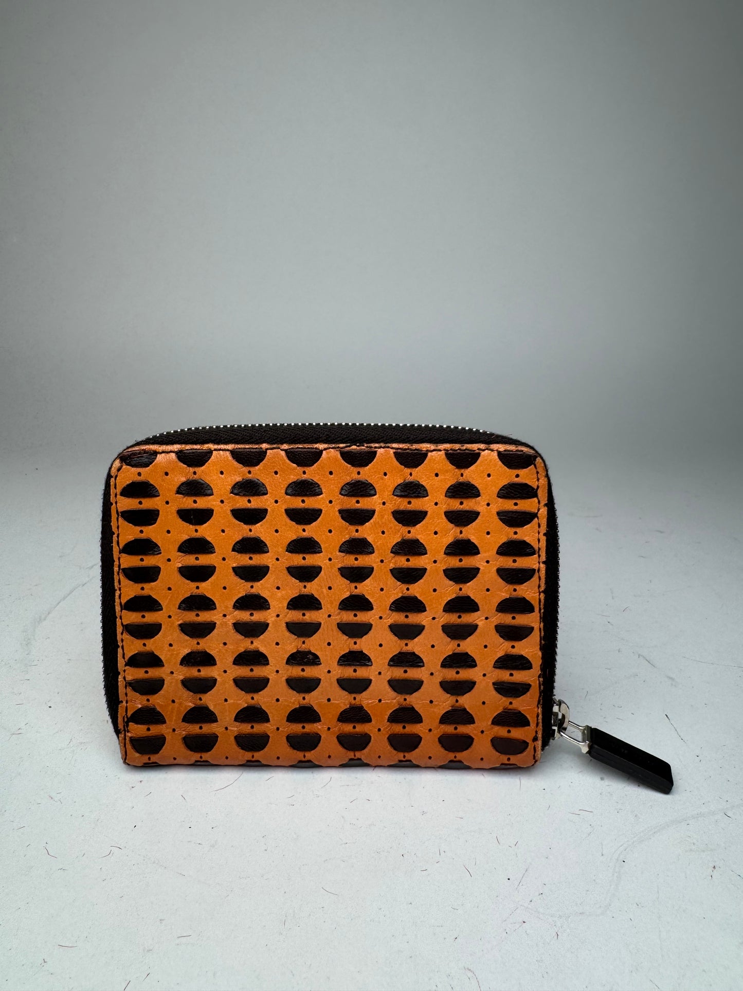 Vintage Miu Miu Zippy Leather Wallet Orange black