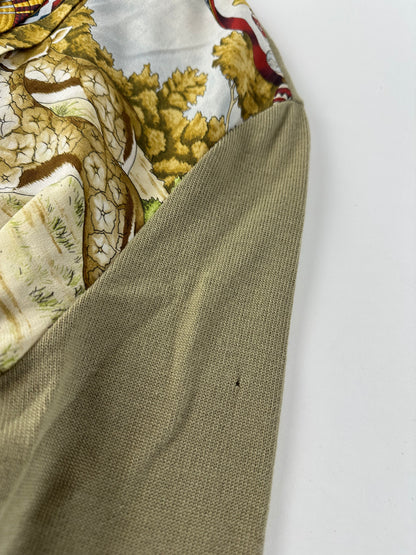 Vintage Ferragamo Wool Silk Cardigan Y2K Cream Olive Rust