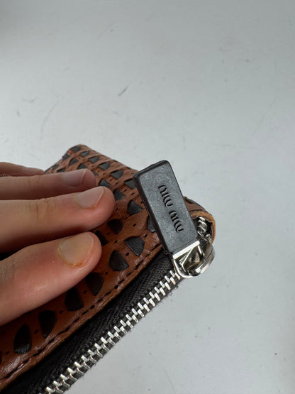 Vintage Miu Miu Zippy Leather Wallet Orange black