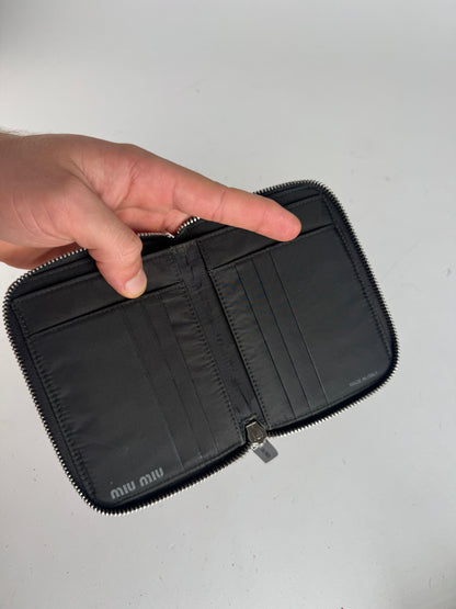 Vintage Miu Miu Zippy Leather Wallet Orange black