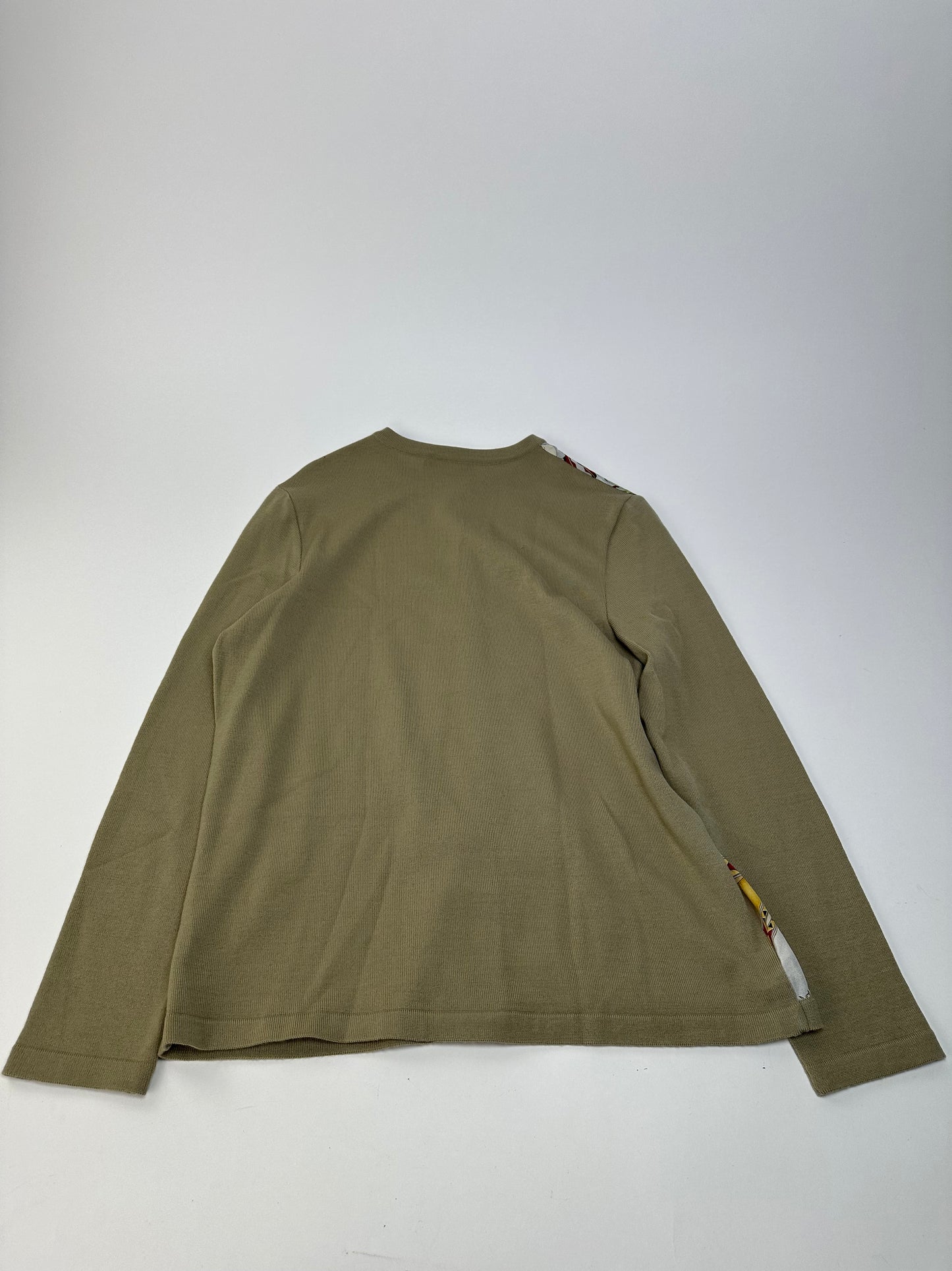 Vintage Ferragamo Wool Silk Cardigan Y2K Cream Olive Rust