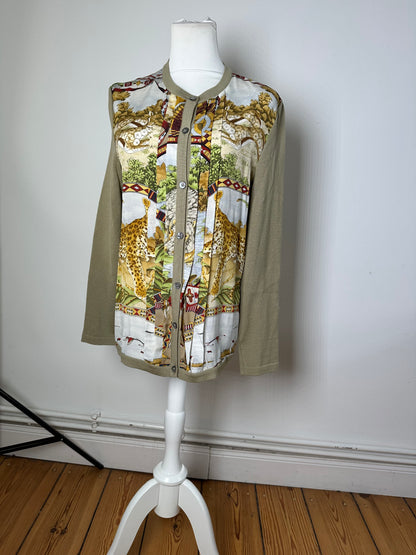 Vintage Ferragamo Wool Silk Cardigan Y2K Cream Olive Rust