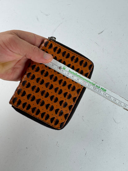 Vintage Miu Miu Zippy Leather Wallet Orange black