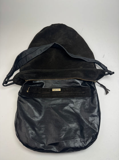 Vintage Bottega Veneta Leather Canvas Bucket bag black