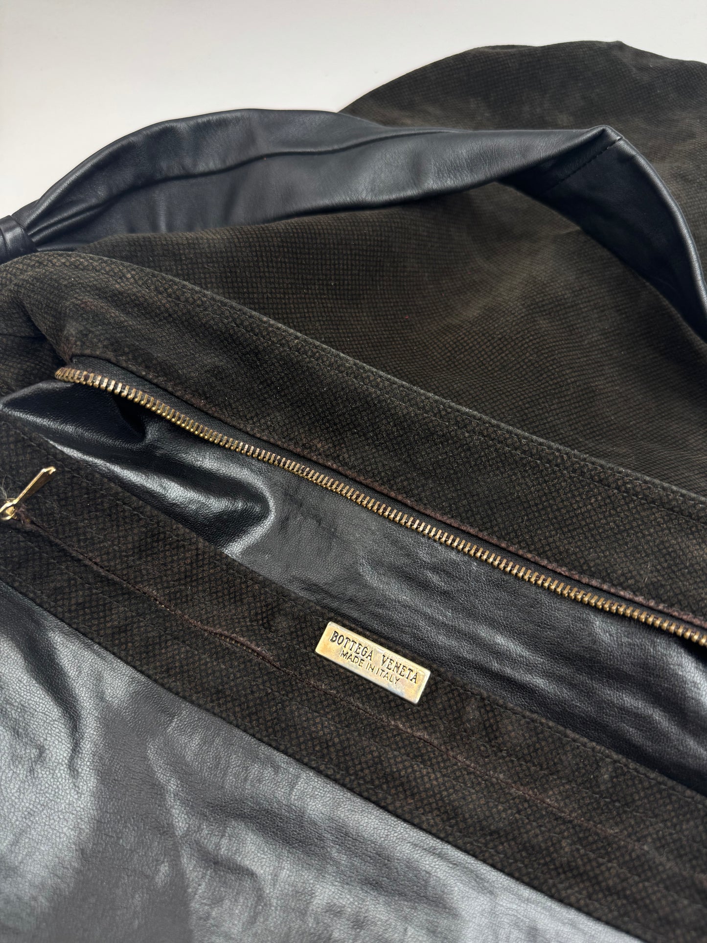 Vintage Bottega Veneta Leather Canvas Bucket bag black