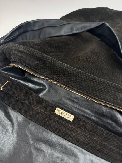 Vintage Bottega Veneta Leather Canvas Bucket bag black