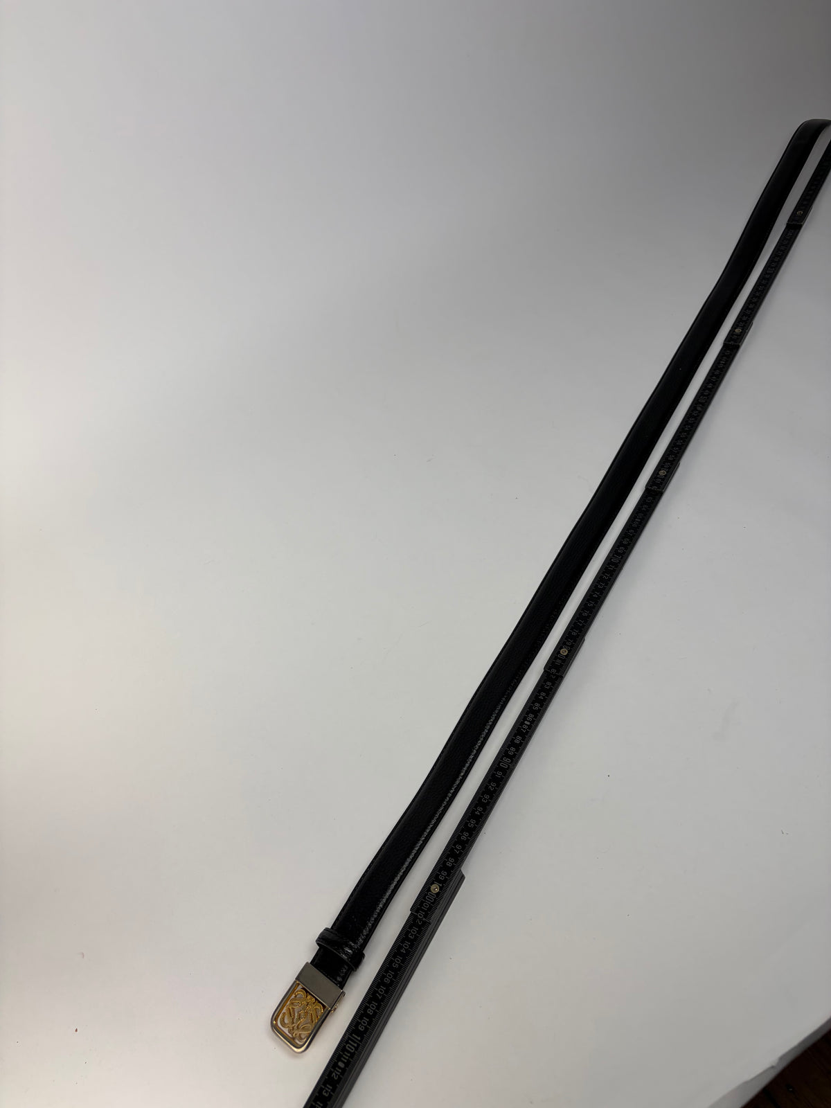 Vintage Loewe Anagram Buckle Leather Belt Late 1990s Black Gold