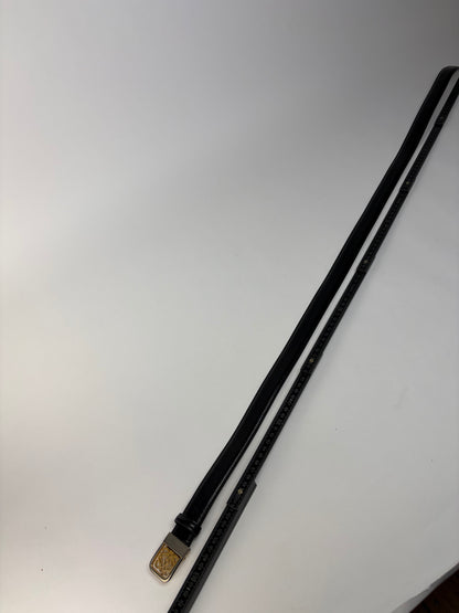 Vintage Loewe Anagram Buckle Leather Belt Late 1990s Black Gold
