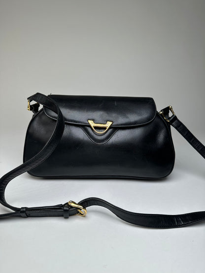 Vintage Givenchy Leather Shoulder Bag Y2K Black Gold