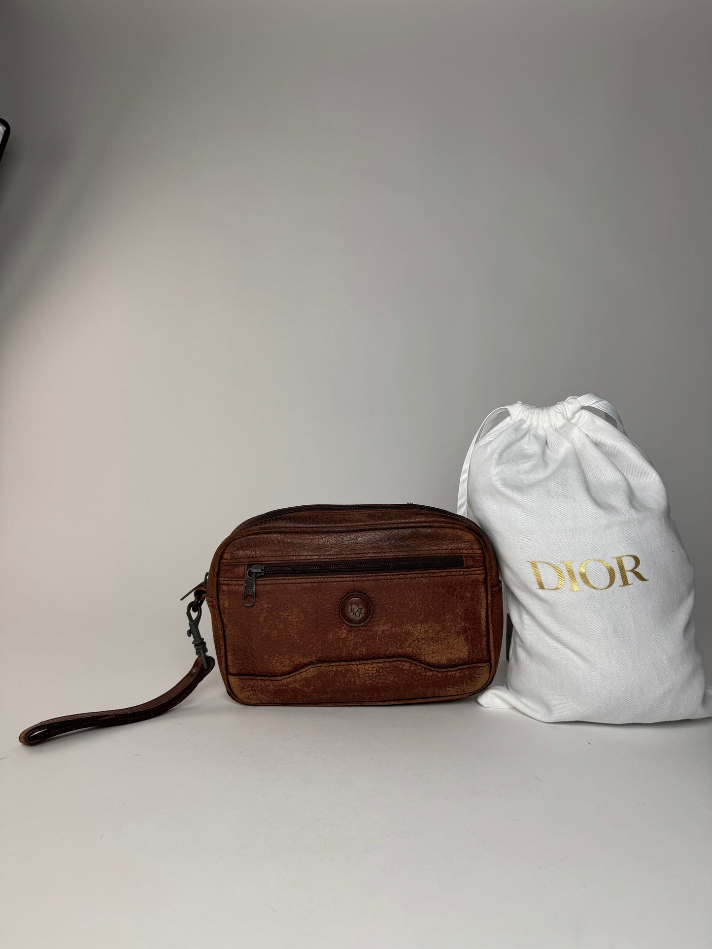 Vintage Dior Leather Clutch Brown