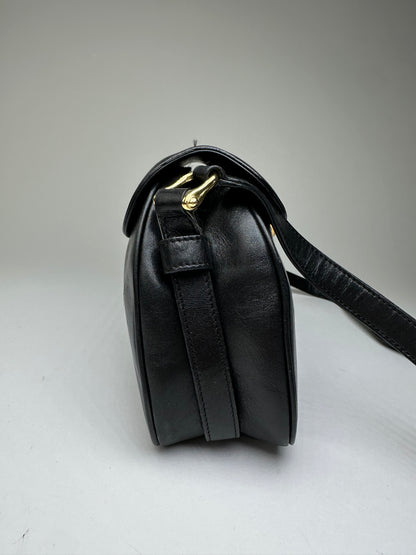 Vintage Givenchy Leather Shoulder Bag Y2K Black Gold