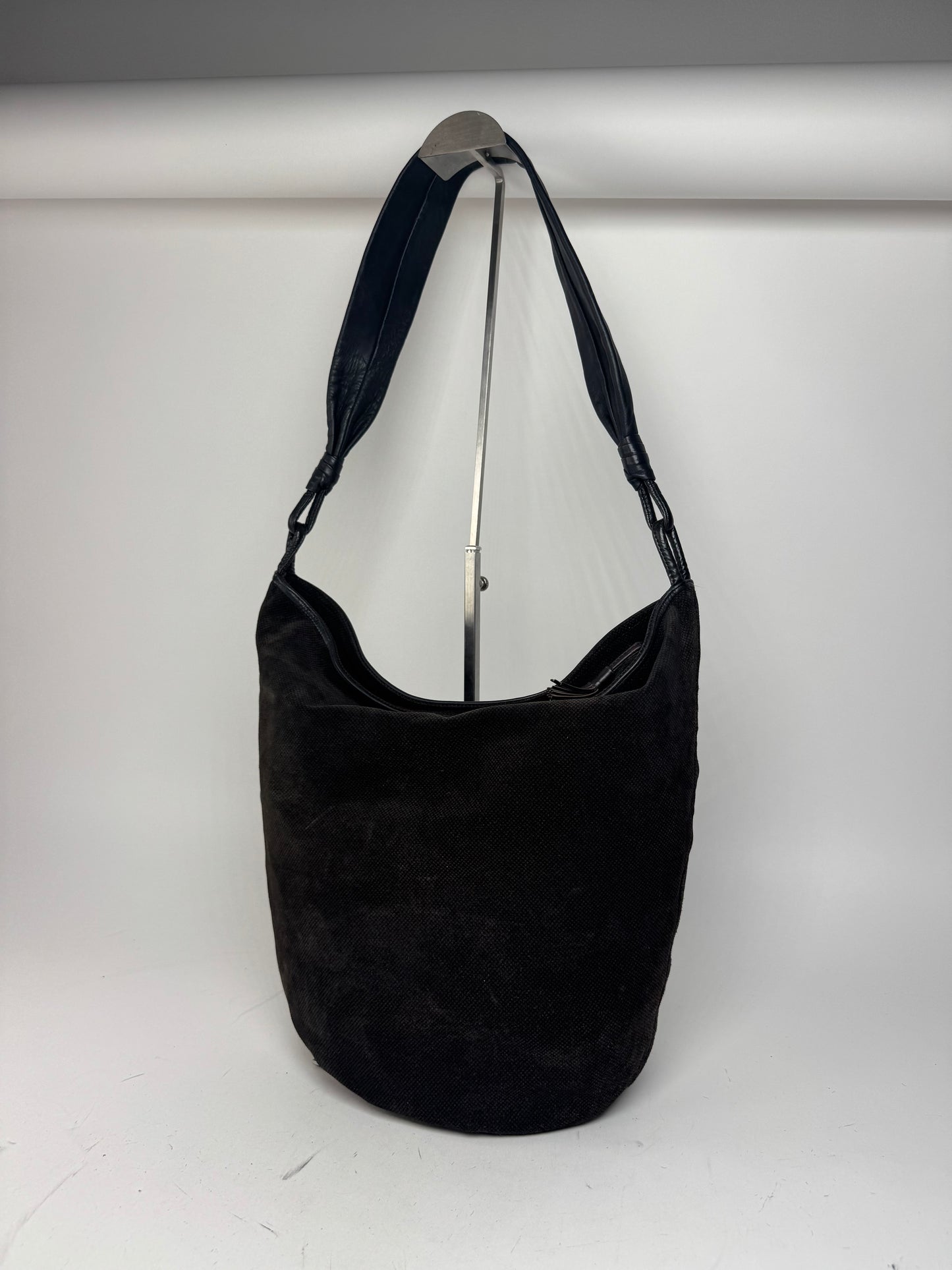 Vintage Bottega Veneta Leather Canvas Bucket bag black