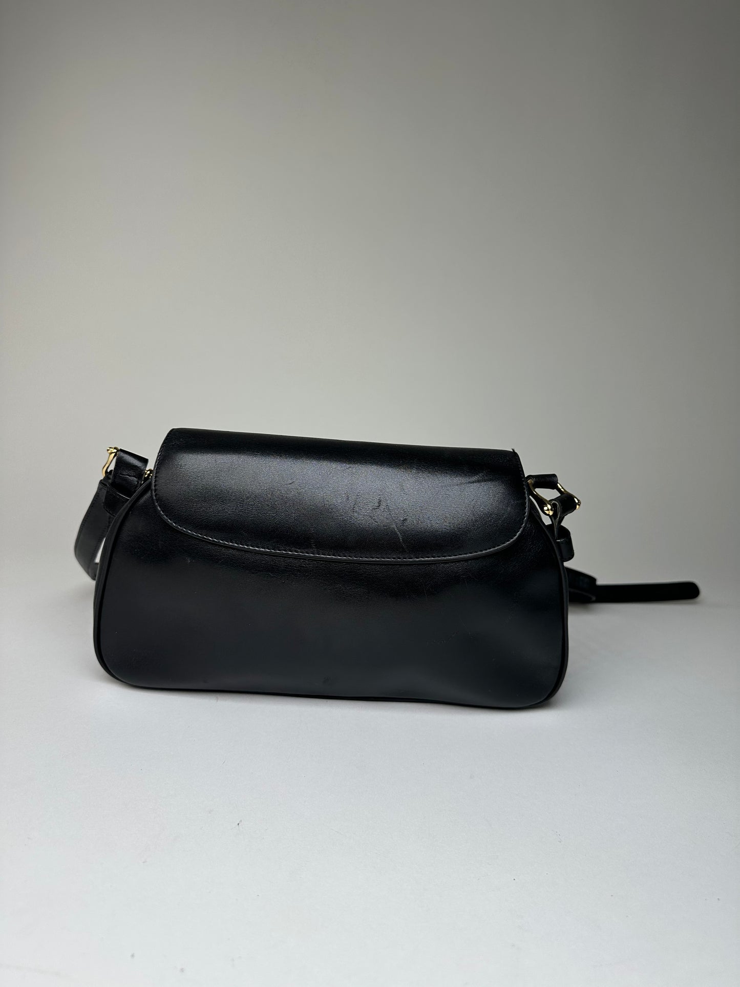 Vintage Givenchy Leather Shoulder Bag Y2K Black Gold