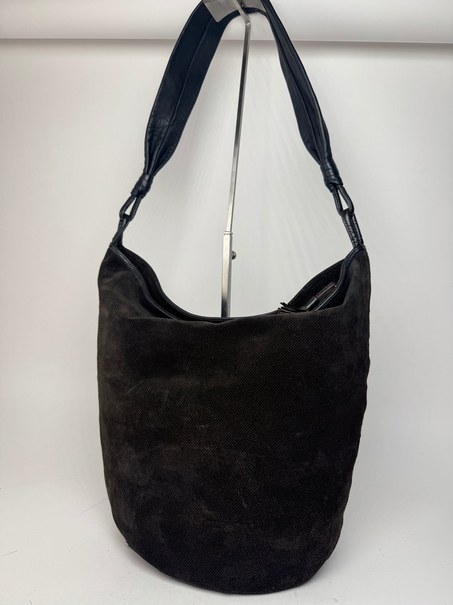Vintage Bottega Veneta Leather Canvas Bucket bag black