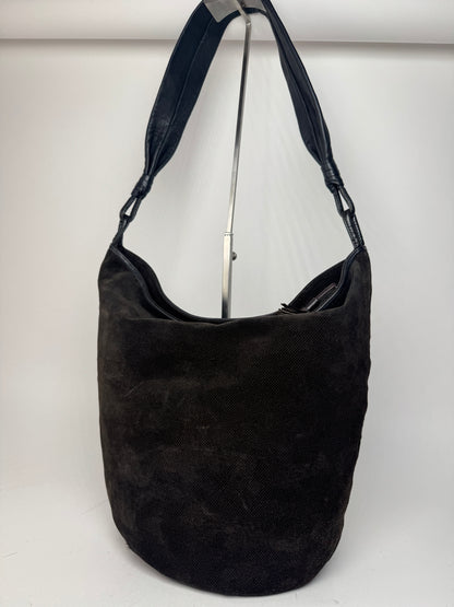 Vintage Bottega Veneta Leather Canvas Bucket bag black