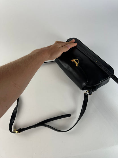 Vintage Givenchy Leather Shoulder Bag Y2K Black Gold