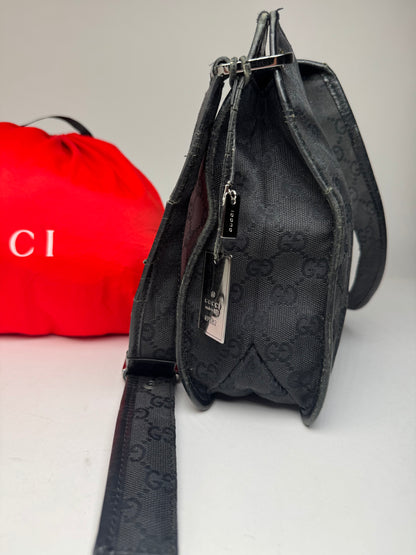 Vintage Gucci Monogram Shoulder Bag Black
