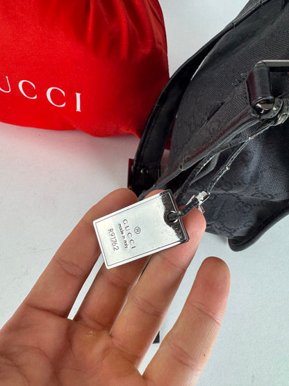 Vintage Gucci Monogram Shoulder Bag Black