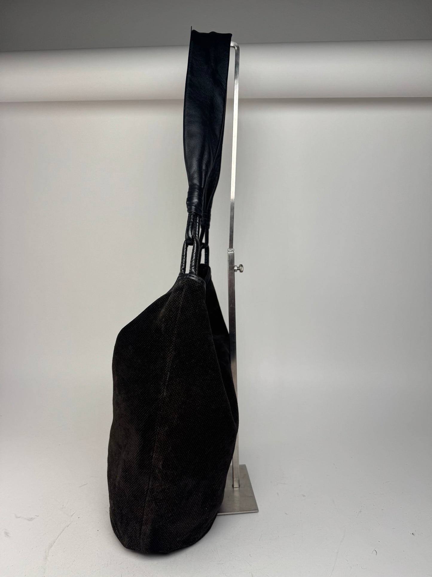 Vintage Bottega Veneta Leather Canvas Bucket bag black