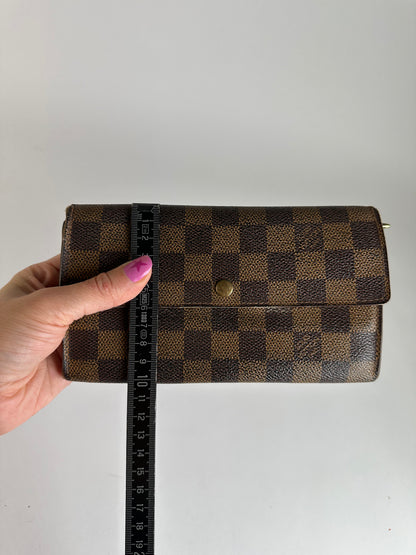 Vintage Louis Vuitton Damier Ebene Bifold Wallet Brown Gold