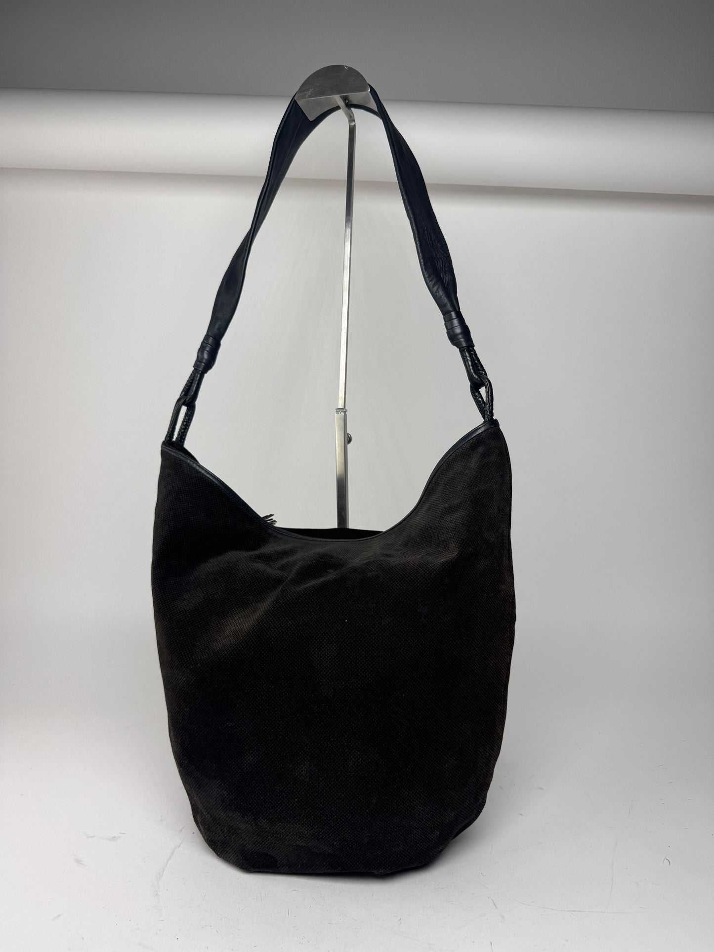 Vintage Bottega Veneta Leather Canvas Bucket bag black