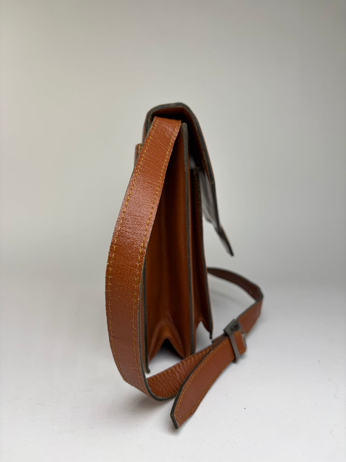 Vintage Yves Saint Laurent Patent Flap Crossbody Bag Light Brown