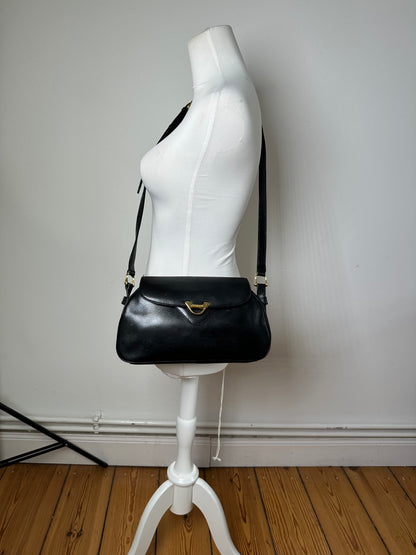 Vintage Givenchy Leather Shoulder Bag Y2K Black Gold