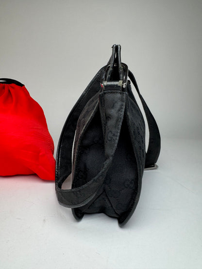 Vintage Gucci Monogram Shoulder Bag Black