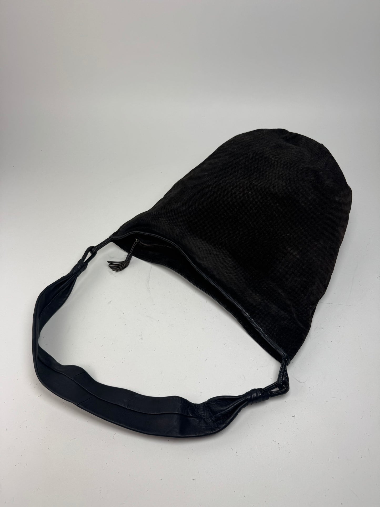 Vintage Bottega Veneta Leather Canvas Bucket bag black