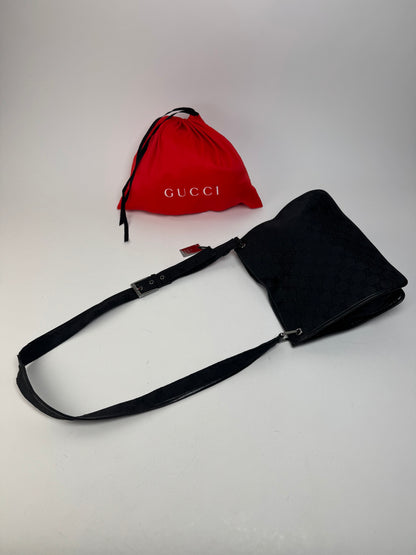 Vintage Gucci Monogram Shoulder Bag Black