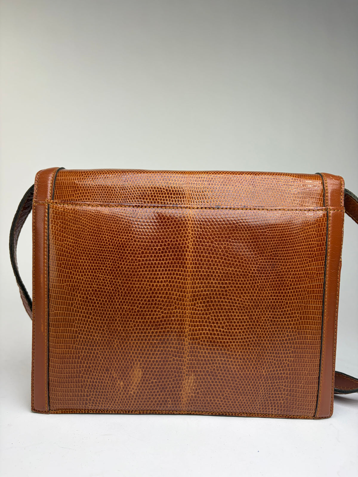 Vintage Yves Saint Laurent Patent Flap Crossbody Bag Light Brown
