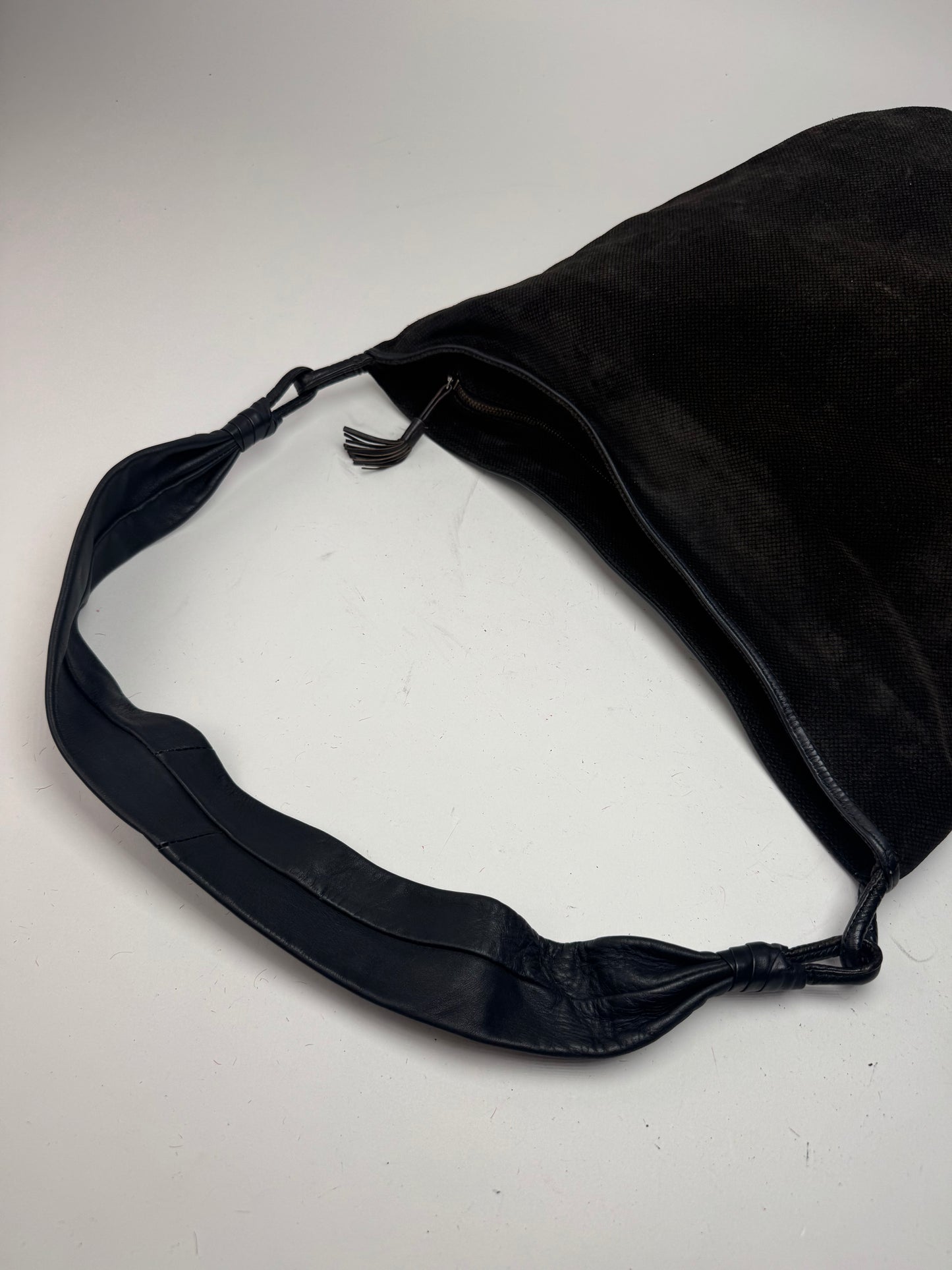 Vintage Bottega Veneta Leather Canvas Bucket bag black