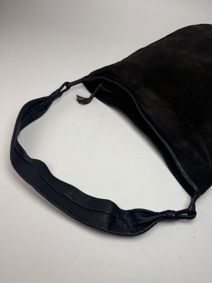 Vintage Bottega Veneta Leather Canvas Bucket bag black