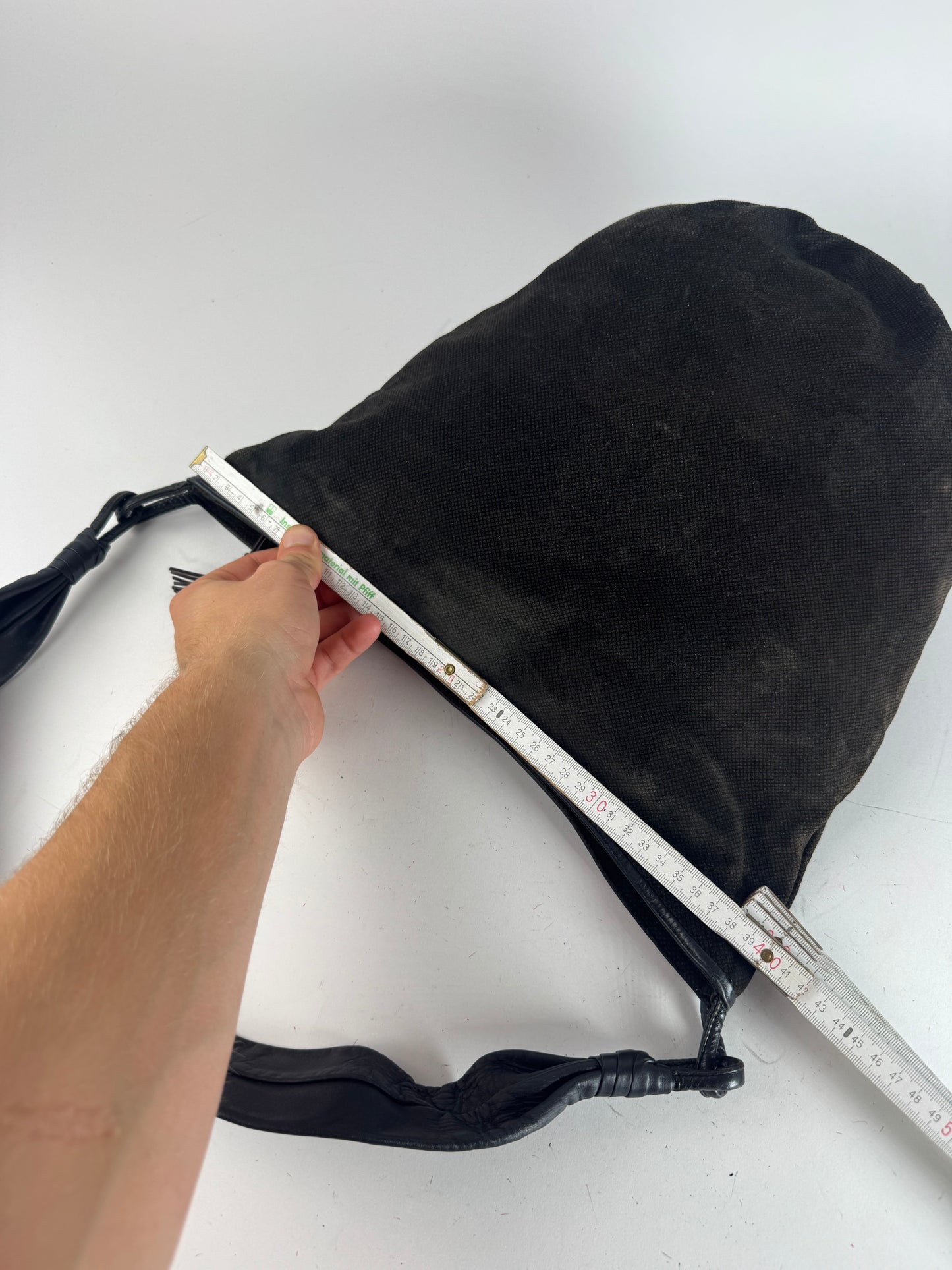 Vintage Bottega Veneta Leather Canvas Bucket bag black