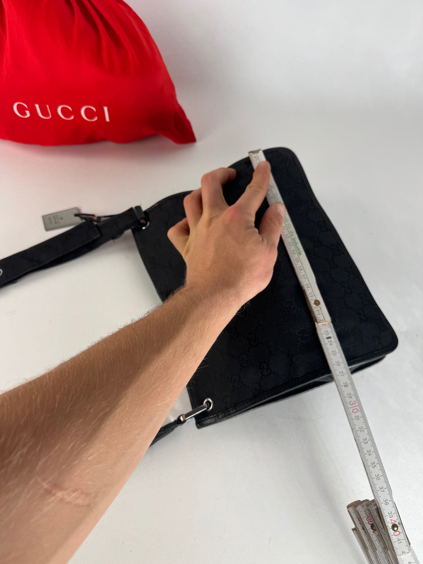 Vintage Gucci Monogram Shoulder Bag Black